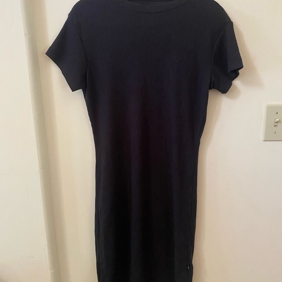 PUBLISH BLACK WAFFLE KNIT T SHIRT DRESS LIGHTWEIGHT BASIC SIZE M - Picture 6 of 9